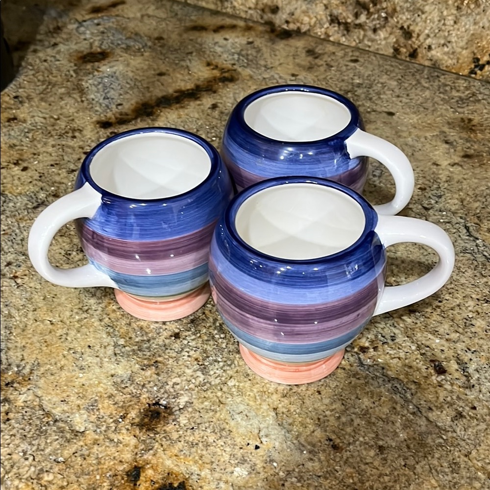 Elegant Blue and Purple Gradient Ceramic Mugs set of 3